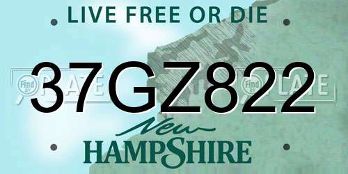 37GZ822 New Hampshire License Plate