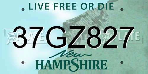 37GZ827 New Hampshire License Plate