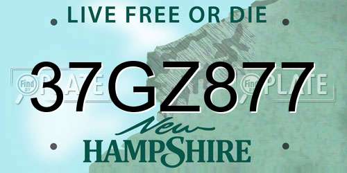 37GZ877 New Hampshire License Plate