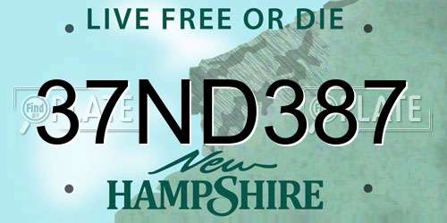 37ND387 New Hampshire License Plate