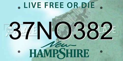37NO382 New Hampshire License Plate