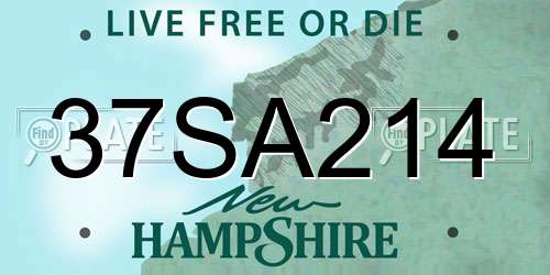 37SA214 New Hampshire License Plate