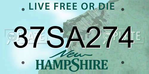 37SA274 New Hampshire License Plate
