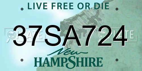 37SA724 New Hampshire License Plate