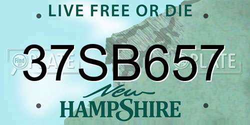 37SB657 New Hampshire License Plate