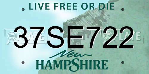 37SE722 New Hampshire License Plate