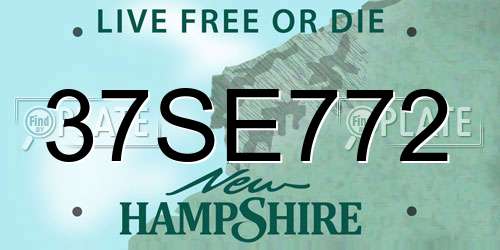 37SE772 New Hampshire License Plate