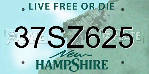 37SZ625 New Hampshire License Plate