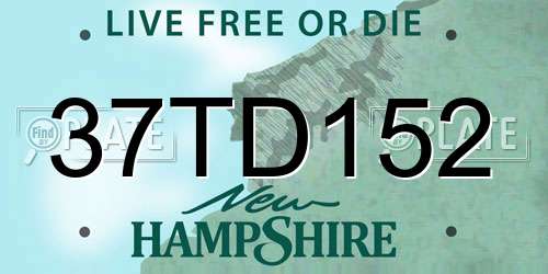 37TD152 New Hampshire License Plate