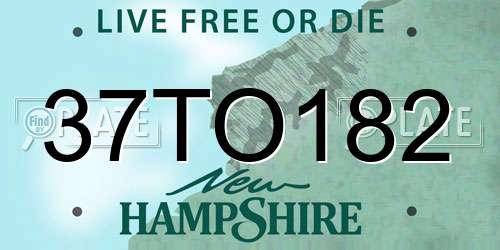 37TO182 New Hampshire License Plate