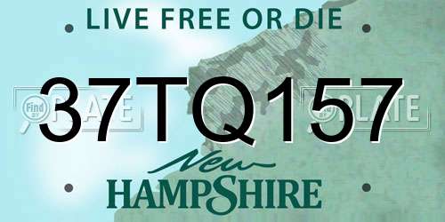 37TQ157 New Hampshire License Plate