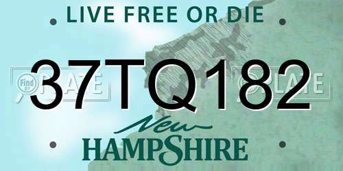 37TQ182 New Hampshire License Plate