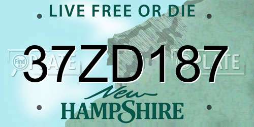 37ZD187 New Hampshire License Plate