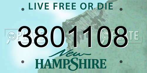 3801108 New Hampshire License Plate