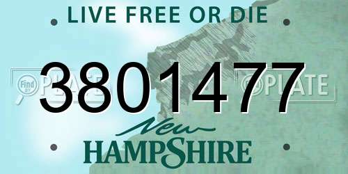 3801477 New Hampshire License Plate