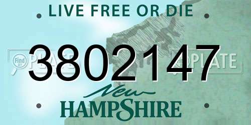 3802147 New Hampshire License Plate