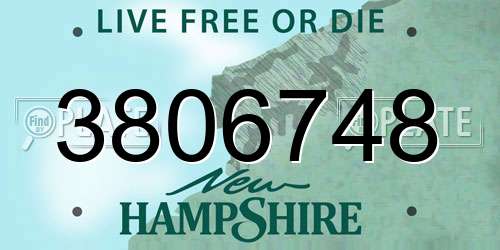 3806748 New Hampshire License Plate