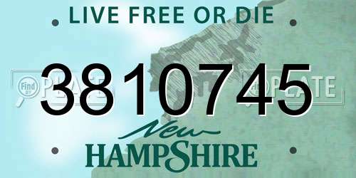 3810745 New Hampshire License Plate