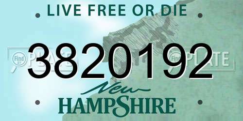 3820192 New Hampshire License Plate