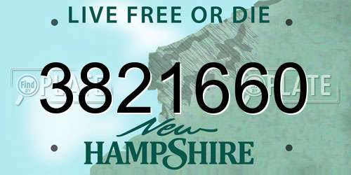 3821660 New Hampshire License Plate