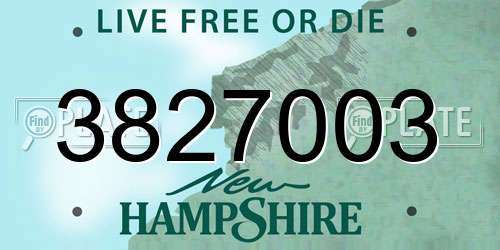 3827003 New Hampshire License Plate