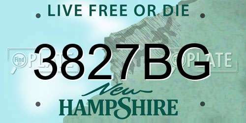 3827BG New Hampshire License Plate