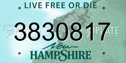 3830817 New Hampshire License Plate