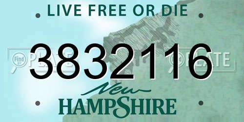 3832116 New Hampshire License Plate