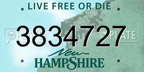 3834727 New Hampshire License Plate
