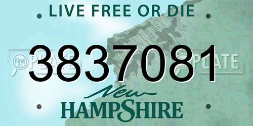 3837081 New Hampshire License Plate