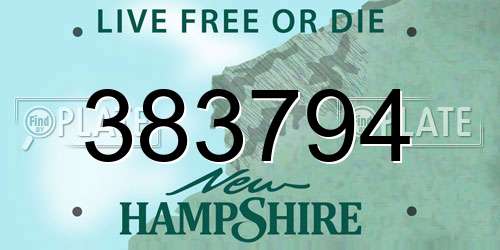 383794 New Hampshire License Plate