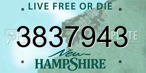 3837943 New Hampshire License Plate