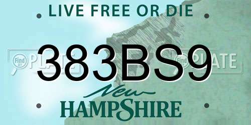 383BS9 New Hampshire License Plate