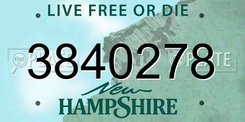 3840278 New Hampshire License Plate