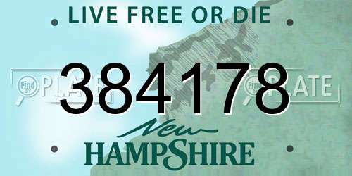 384178 New Hampshire License Plate