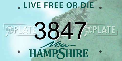 3847 New Hampshire License Plate