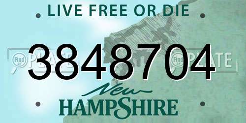 3848704 New Hampshire License Plate