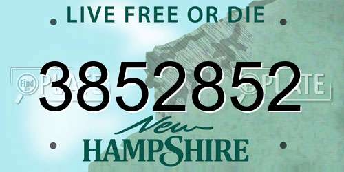 3852852 New Hampshire License Plate