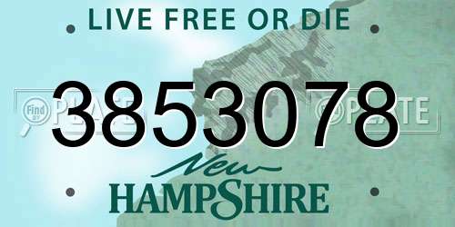 3853078 New Hampshire License Plate