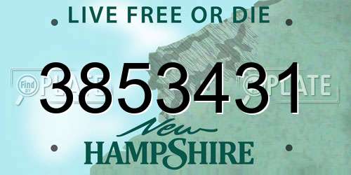 3853431 New Hampshire License Plate