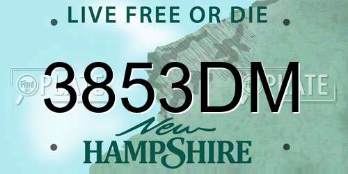 3853DM New Hampshire License Plate