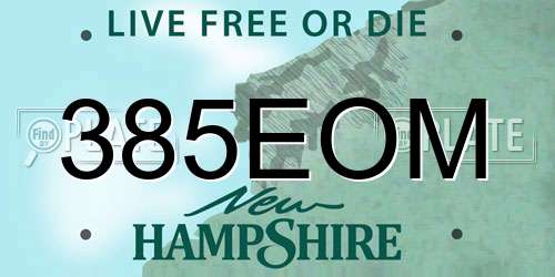 385EOM New Hampshire License Plate