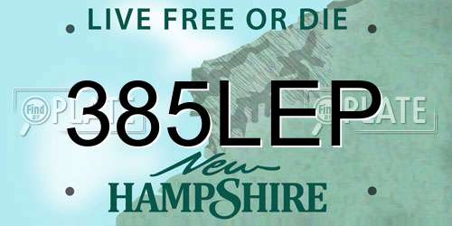 385LEP New Hampshire License Plate