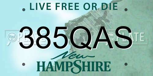 385QAS New Hampshire License Plate