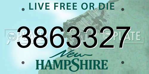 3863327 New Hampshire License Plate