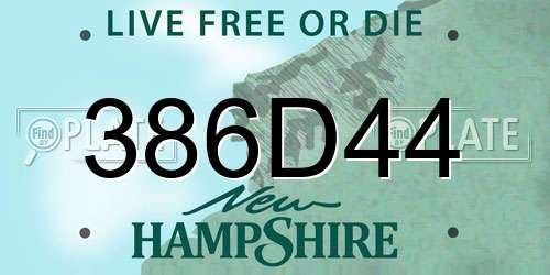 386D44 New Hampshire License Plate