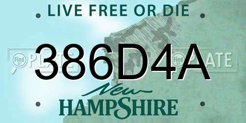 386D4A New Hampshire License Plate