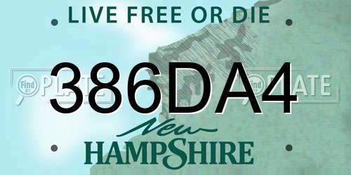 386DA4 New Hampshire License Plate