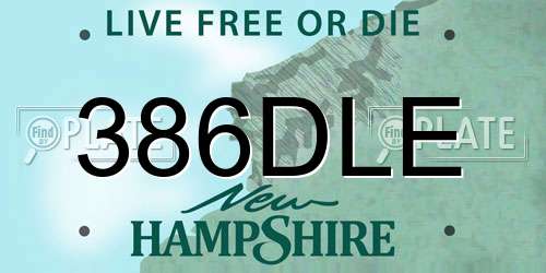 386DLE New Hampshire License Plate