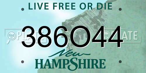 386O44 New Hampshire License Plate